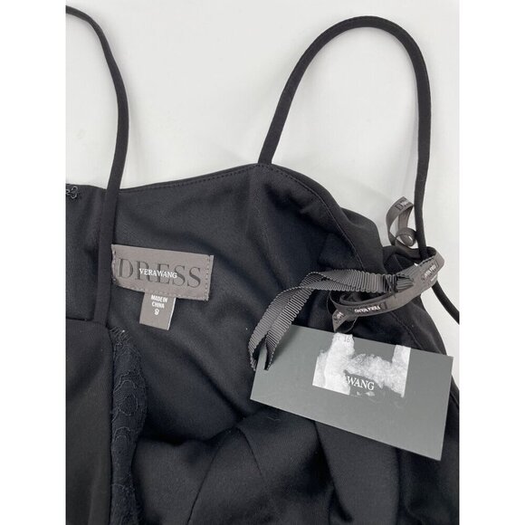 NWT Vera Wang Black Lace Trim Draped Whimsigoth Maxi Dress Womens Size 8 Classic - Picture 4 of 10